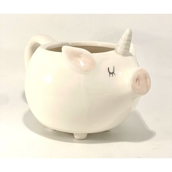 Arlington Design Pigicorn Mug with Legs Pig Unicorn Piggy Pot Planter Cup - Picture 1 of 11